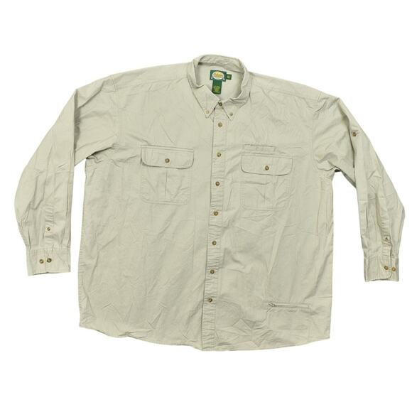 Cabela's Other - Cabela's Beige Cotton Shirt 3XLT Men's Long Sleeve Casual Outdoor Chest Pocket